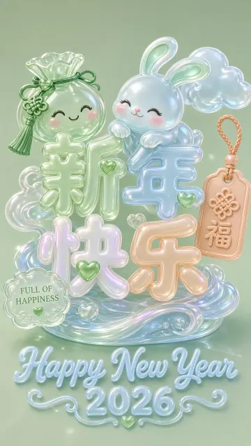 C4D Translucent Glass New Year Poster