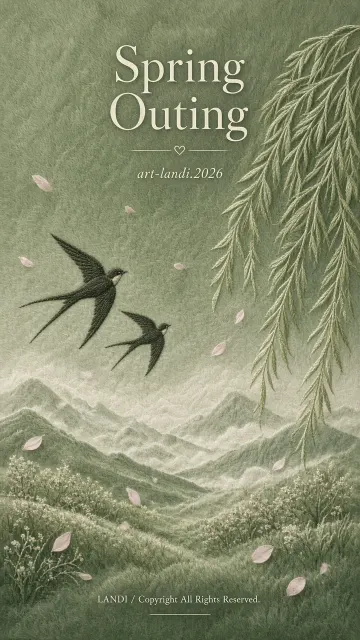 Ethereal Aesthetic image example: Green Plush Spring Outing Swallow Poster