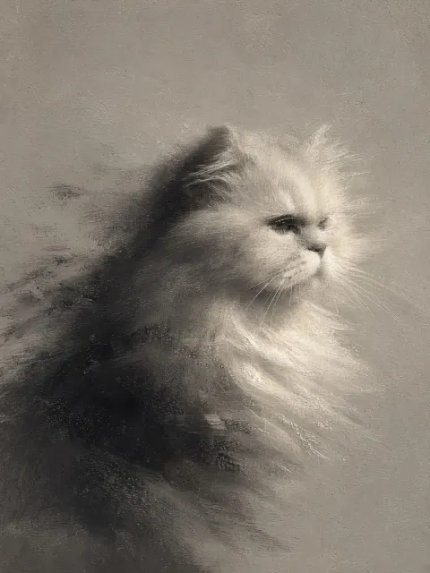 Minimalist Grainy Textured Persian Cat Illustration