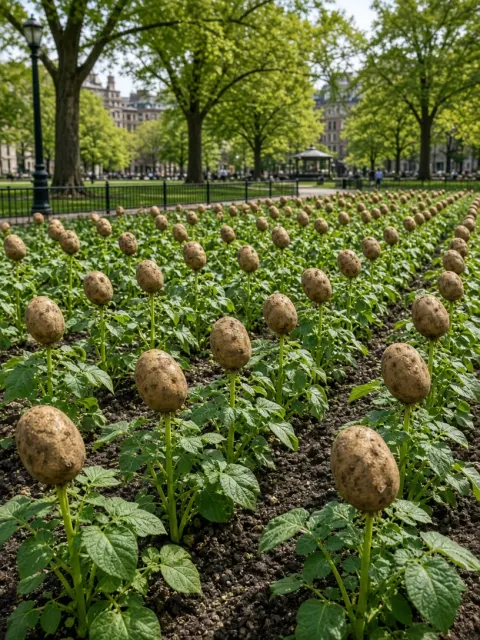 Surreal Tulip Field Replaced with Potatoes