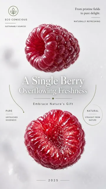 Macro image example: Macro Close-Up Raspberry Product Advertisement Poster
