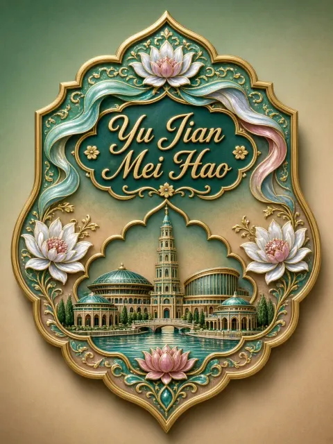 Enamel Art image example: Cloisonne Enamel Xinjiang Cultural Landmark Magnet