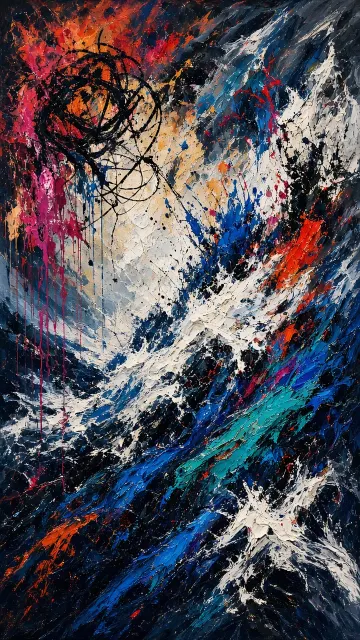 Expressive Abstract Oil Painting of Wild Nature