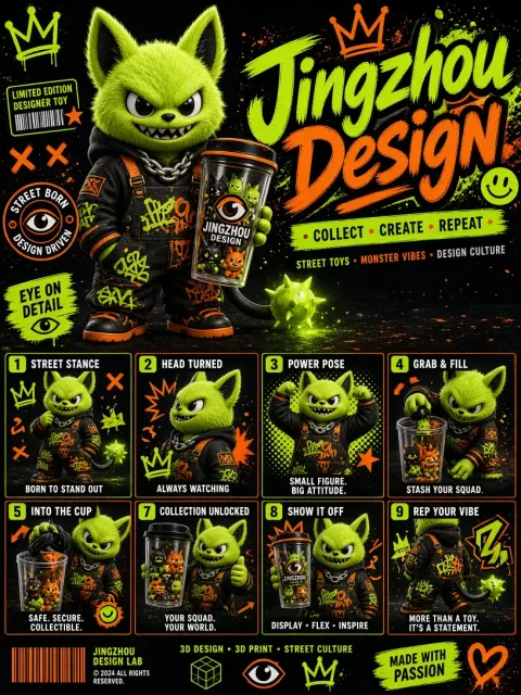 Streetwear image example: Neon Cyberpunk Designer Toy Promo Poster