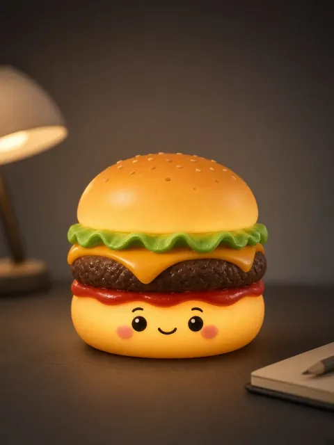 Commercial image example: Cute Chibi Burger Night Light Product Photography