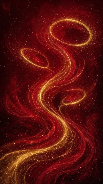 Luxury image example: Abstract Flowing Golden Red Particle Stream Background