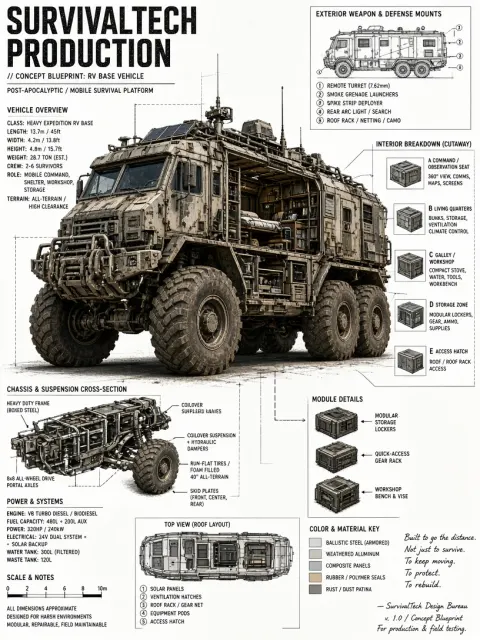 Blueprint image example: Post-Apocalyptic Survival Vehicle Blueprint Concept