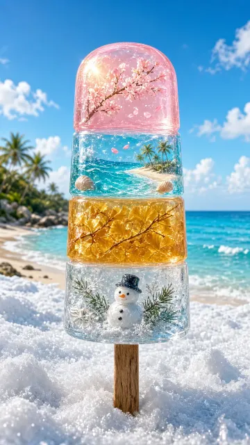 Commercial Photography image example: Surrealistic Four Seasons Popsicle Photography