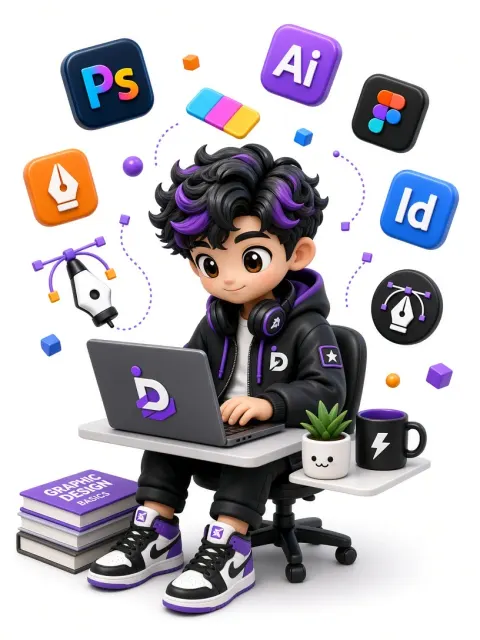 Digital Art image example: Trendy Designer Boy 3D Illustration