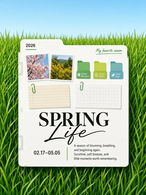 Flora & Flowers image example: Minimalist Spring Folder Flat Illustration