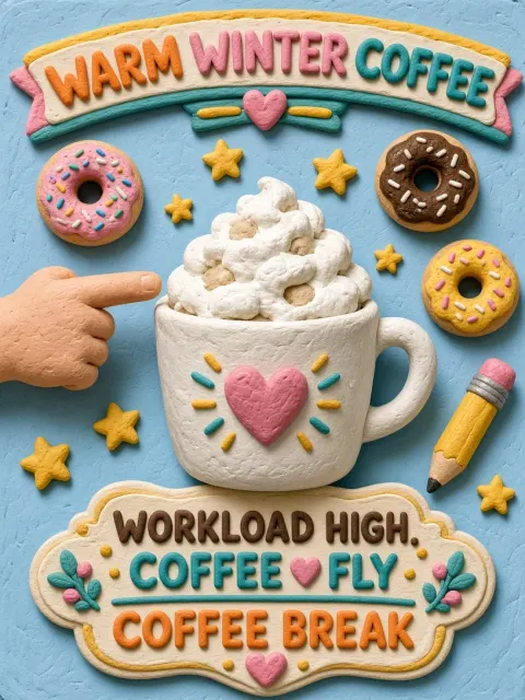 Claymation Winter Coffee Art Poster