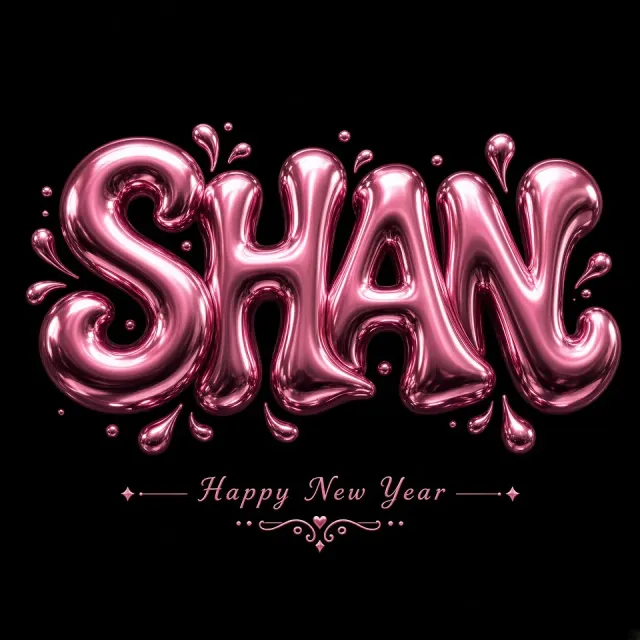 graffiti image example: Pink 3D Metallic SHAN Typography