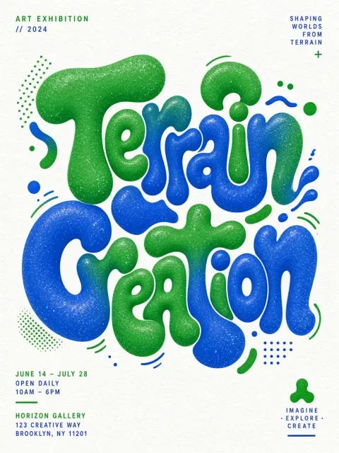 playful design image example: Bubbly Abstract Typography for Terrain Creation