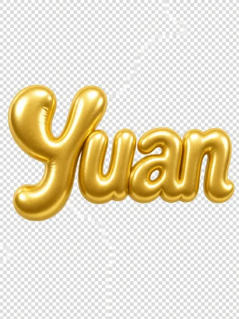 Metallic Gold image example: 3D Inflatable Metallic Gold Character Yuan Asset