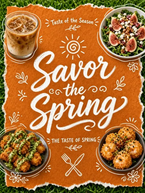 Food Art image example: Lively Hand-Drawn Spring Food Promotion Poster
