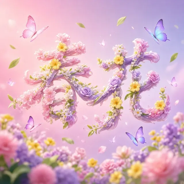 Floral Art image example: Dreamy Spring Floral Typographic 3D Illustration