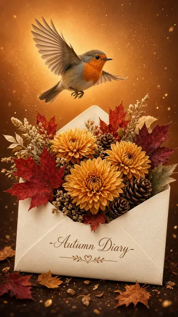Digital Illustration image example: Fresh Healing Autumn Envelope Floral Illustration