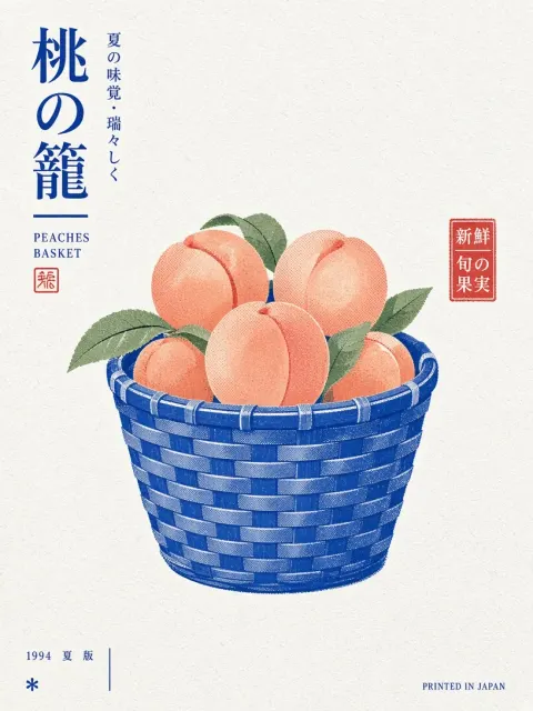 Vintage Style image example: Japanese Screenprint Blue Basket Still Life Poster