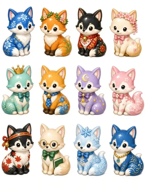 Ceramic Chibi Fox Mascot Collection