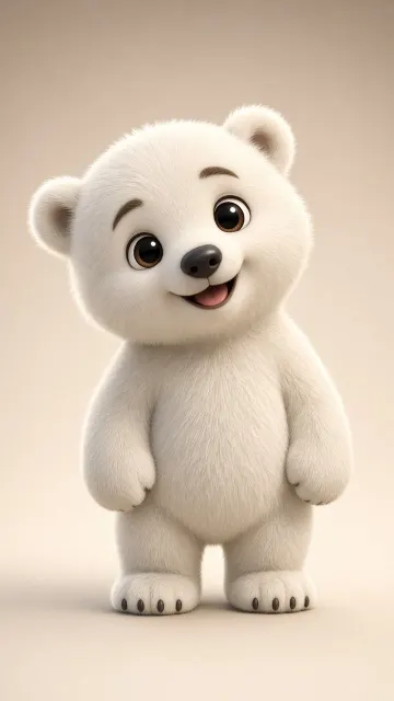 Cute Animal image example: Cute 3D Animated Polar Bear Character Design