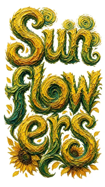 Impasto image example: Van Gogh Inspired Impasto Sunflower Typography