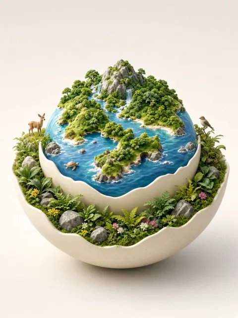 Environment image example: Earth Day 3D Environmental Conservation Illustration