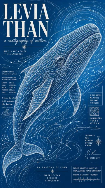 Maximalism image example: Maximalist Abstract Typographic Sperm Whale Poster