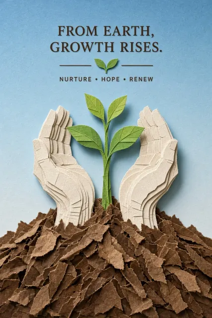 Layered Papercraft Sprouting Seedling Hope Poster