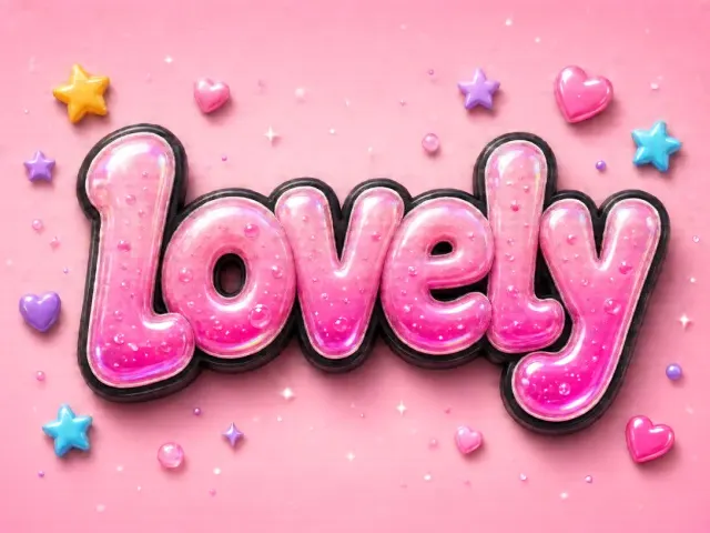 Glossy Finish image example: Sweet Edgy 3D Jelly Bubble Typography Design