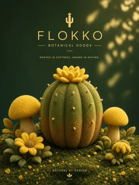 Plush Art image example: C4D Plush Cactus Forest Branding Poster