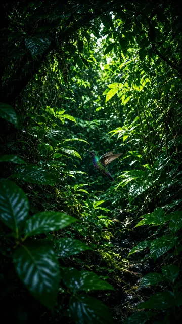 Surrealist Green Forest Hummingbird Photography