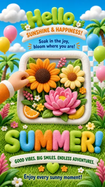 Floral Poster image example: Summer 3D Plush Photo Frame Poster