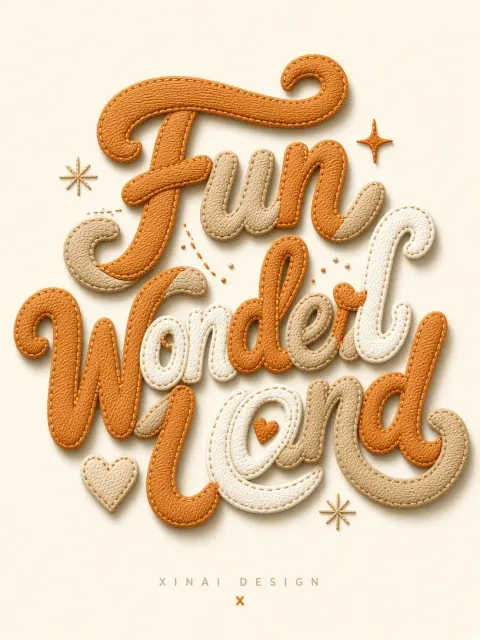 Vector Art image example: Fabric Appliqué Playful Wonderland Typography Design