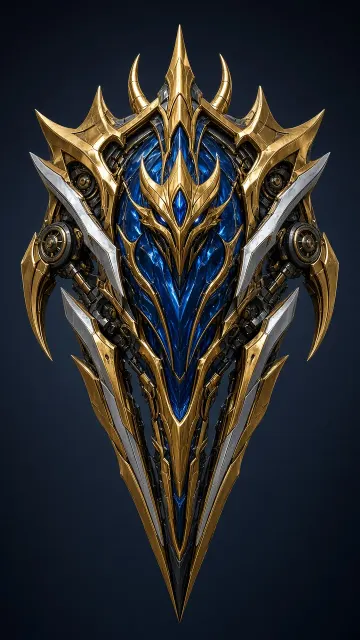 3D Concept image example: Dark Demonic Gilded Mecha Light Shield 3D Concept