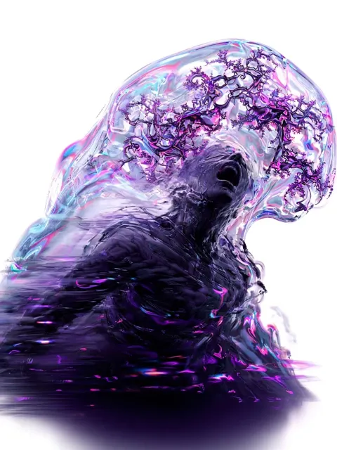 Fractal Art image example: Surreal Minimalist Fractal Liquid Film Graphic Design