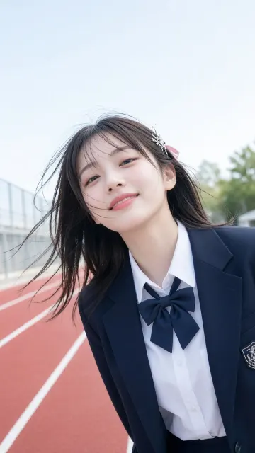 Japanese Schoolyard Portrait Low-Angle Shot