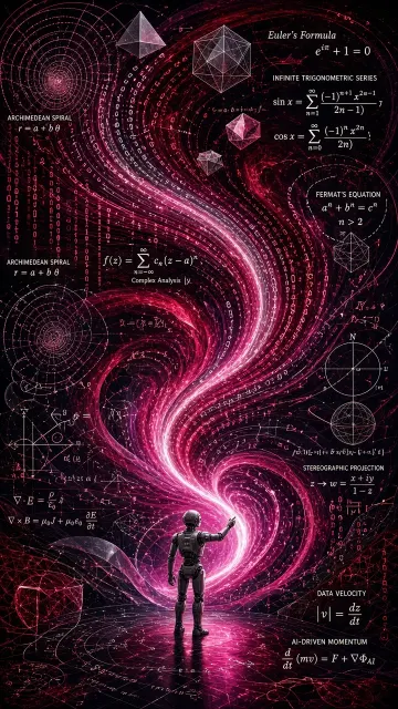 Mathematical Art image example: Magenta Binary Swirl Maximalist Mathematical Art