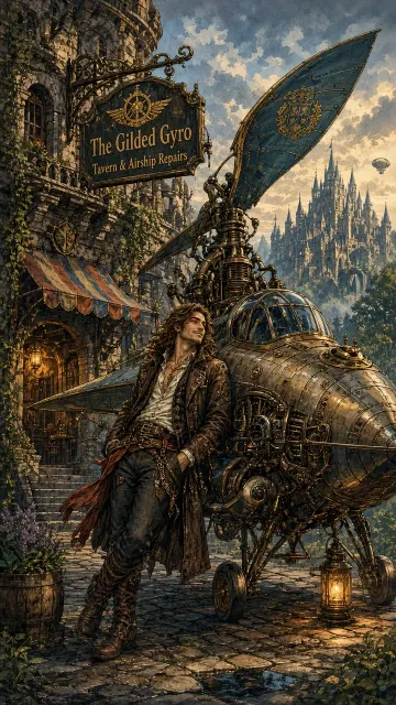 Sci-Fi Illustration image example: Sci-Fi Aircraft Fantasy Tavern Illustration
