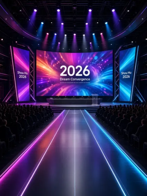 Neon Lighting Effects image example: Dynamic Tech Product Keynote Stage 3D Scene