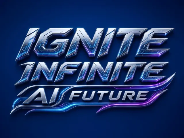 Neon Lighting Effects image example: Futuristic Metallic Circuit AI Typography