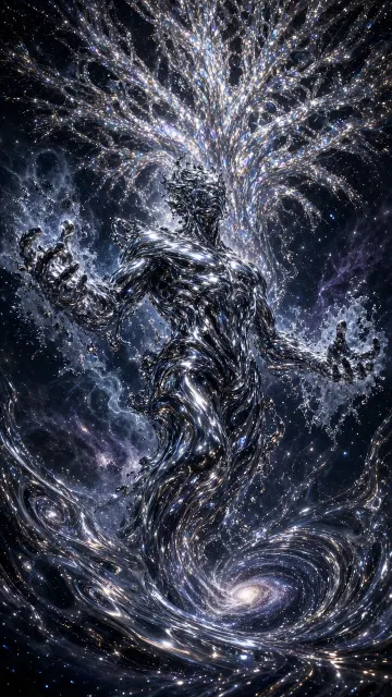 Cosmic Universe image example: Cosmic Liquid Metal Avatar Fantasy Masterpiece