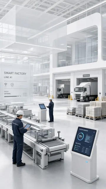 Minimalist High-Tech Factory 3D Isometric Scene