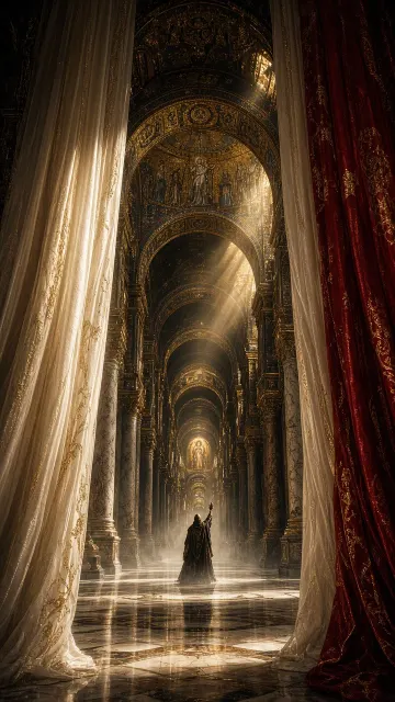 Epic Scale image example: Grand Byzantine Palace with Mystical Sorcerer
