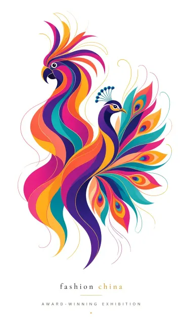 Dopamine Palette image example: Dopamine Palette Abstract Peacock Line Art Poster
