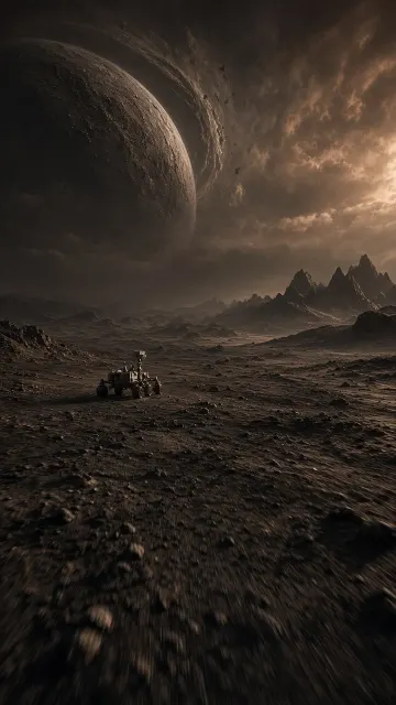 Alien Landscape image example: Sci-Fi Desert Planet Exploration Rover