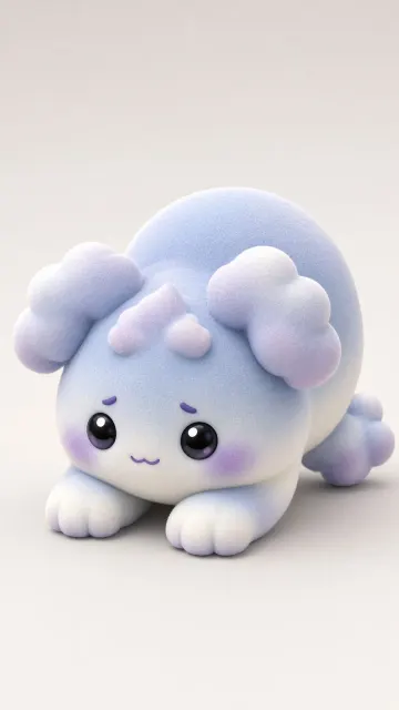 Blind Box Design image example: Blueberry Cream Cloud Beast Cute Toy Figure 3D Render