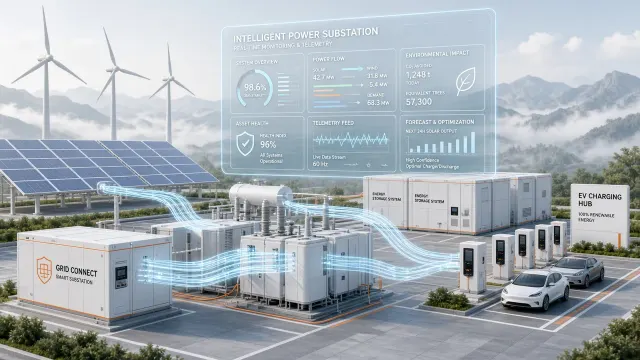 Clean Energy image example: Smart Grid Renewable Energy Substation 3D Concept Scene