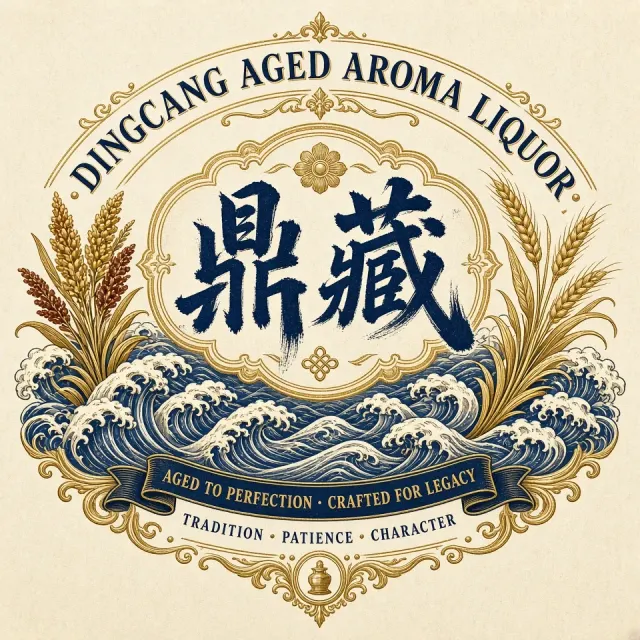 Vintage Blue and Gold Emblem Aged Spirit Label