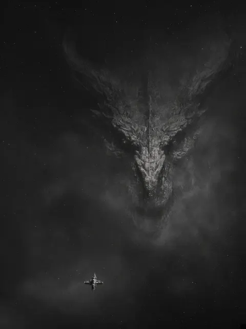 Atmospheric Dark image example: Cosmic Space Station and Colossal Dragon Megalophobia Concept