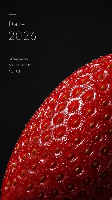 Macro Strawberry Minimalist Editorial Poster